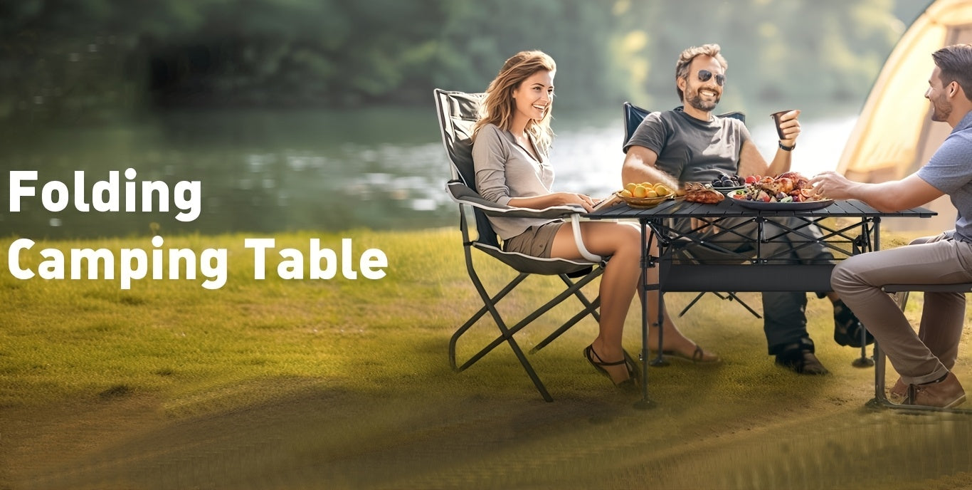 Folding Camping Table with Carry Bag - Lightweight Portable Beach Table for Outdoor Cooking, Picnic, BBQ, Boat, Backyard & Travel | S & M Sizes
