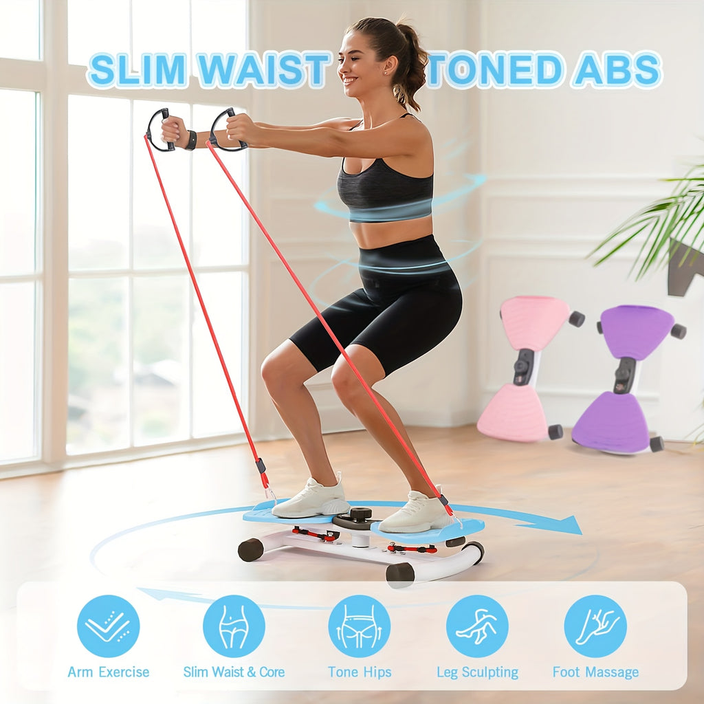 Waist Twisting Board Ab Twister Exercise Machine 360LBS Noiseless Home Gym Digital Display Tracks Time Reps Calories with Figure-8 Resistance Band for Core Workout