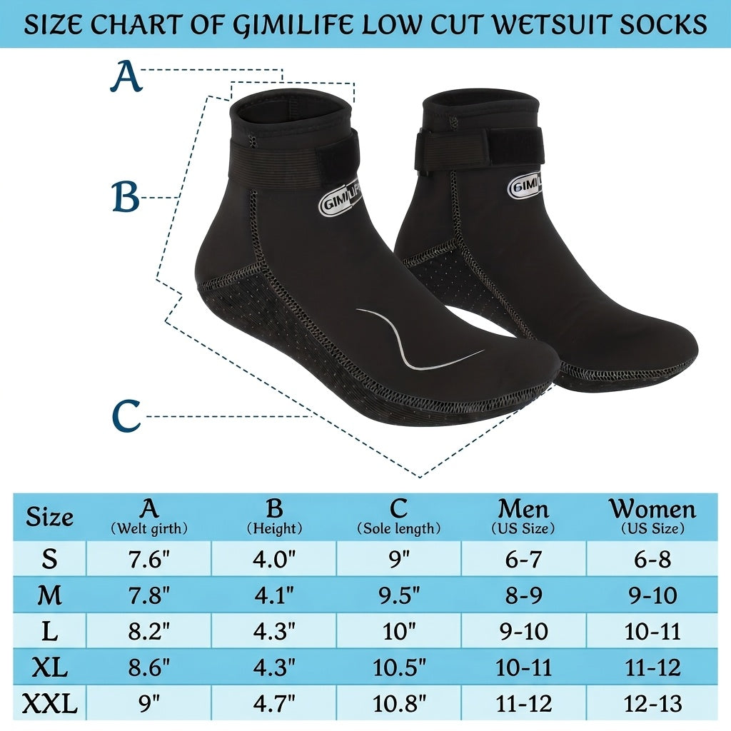 3mm Neoprene Diving Socks High Low Cut Wetsuit Socks for Men Women – Snorkeling Paddle Board Kayaking Beach Water Sports S-XXL