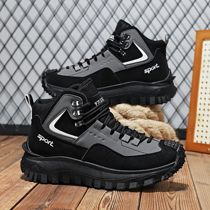 Men's Walking Shoes Color Block Anti-Slip Wear-Resistant PU Upper - Lightweight Casual Street Sport Sneakers for Outdoor Travel, Sizes US 7-12.5