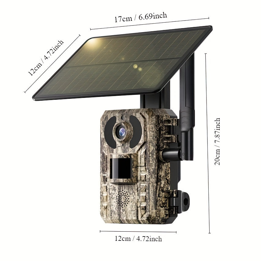4G LTE Solar Cellular Trail Camera 4K HD Night Vision Remote Viewing – Built-In SIM Card IP65 Waterproof Hunting Camera No WiFi Needed 1pc/4pcs
