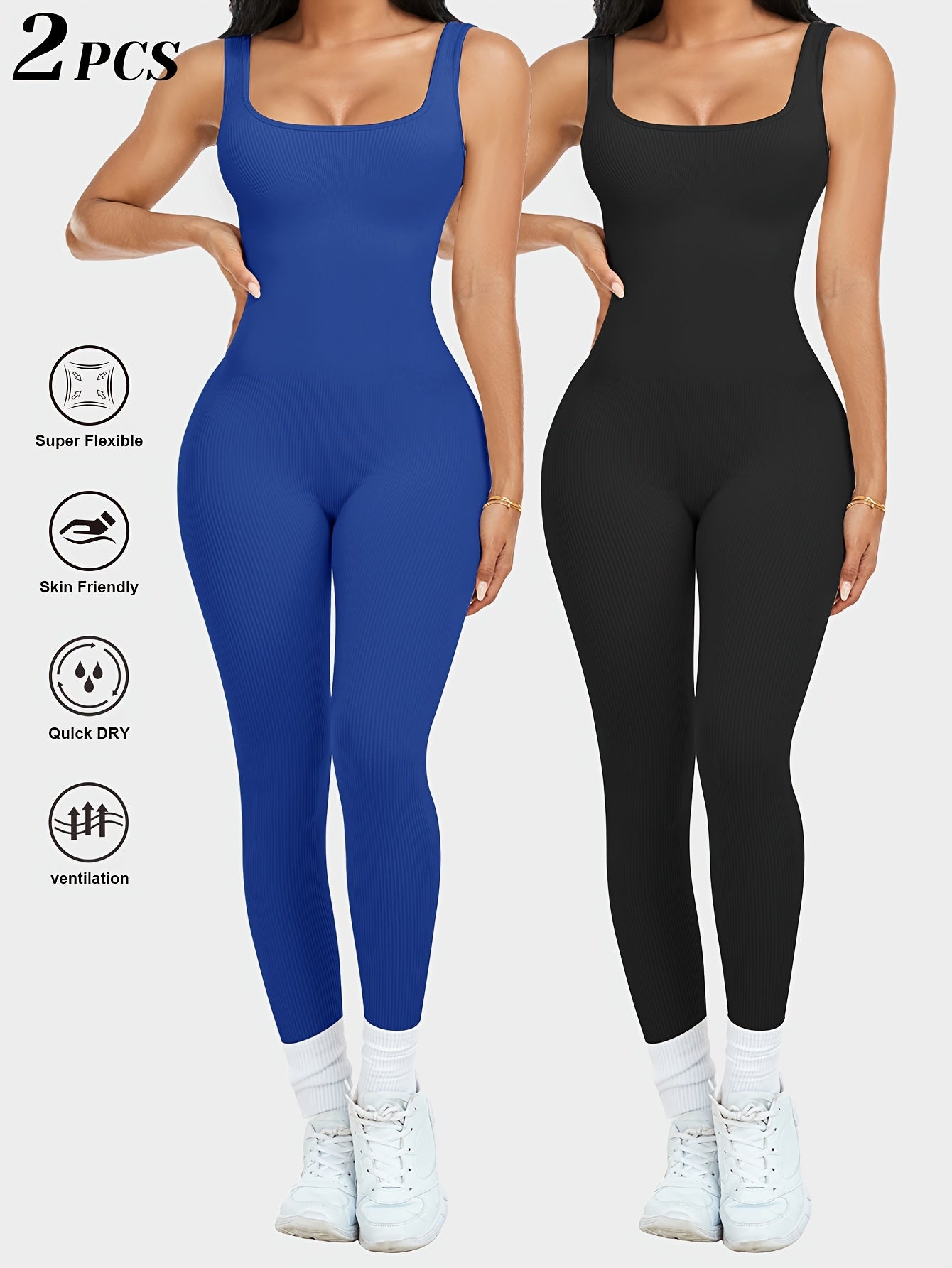 Women's Sleeveless Jumpsuit Yoga Pilates Running Fitness Activewear – 90% Nylon Stretch Fabric, Square Collar, S-XL, Multiple Colors