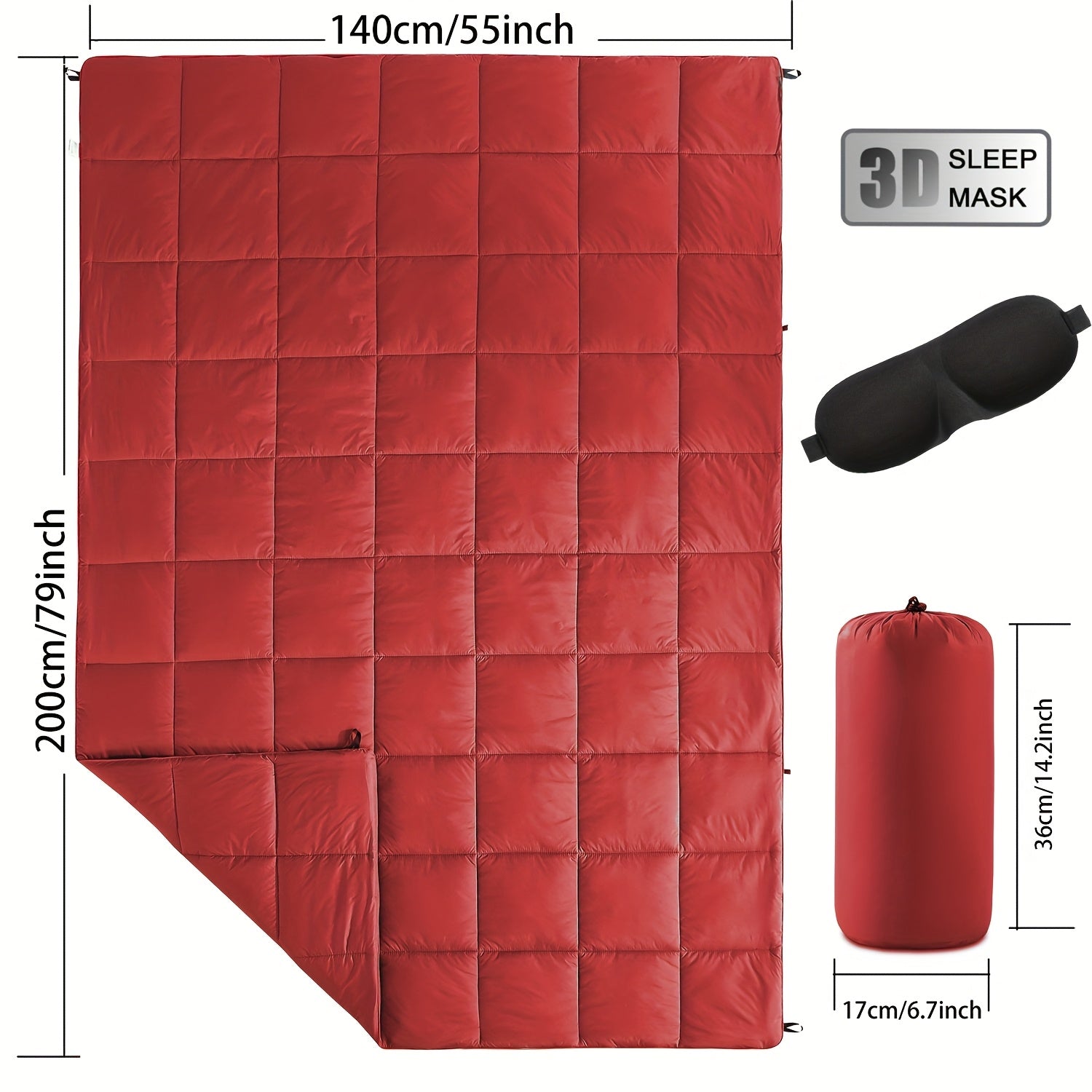 Puffy Camping Blanket Lightweight Down Alternative Ultra Warm Hammock Quilt 55x79 Inch for Camping Hiking Traveling Picnic Beach Party Cold Weather Outdoor Gear Multiple Colors