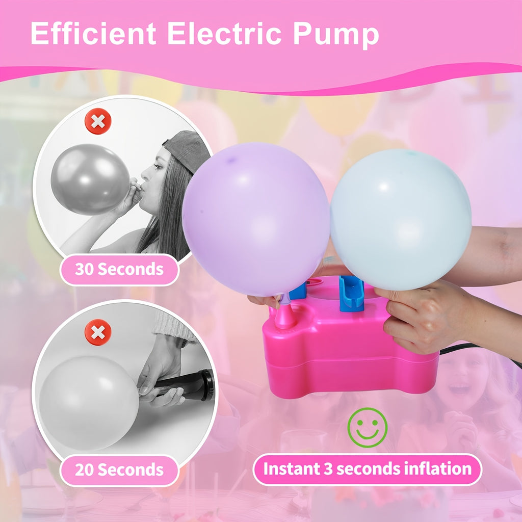 Electric Balloon Inflator Pump with Tying Tool Dual Nozzles Portable Battery Operated for Party Birthday Wedding Decorations