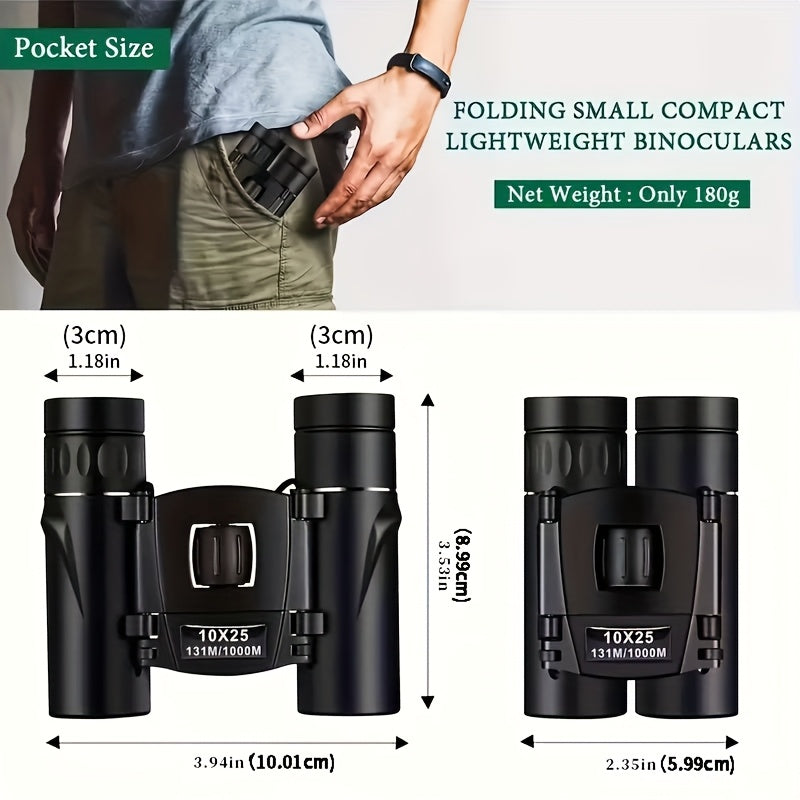 10x25 Pocket Binoculars with Smartphone Adapter Compact Lightweight High-Power Magnification for Bird Watching Hunting Concerts Hiking Travel Camping Adults Kids