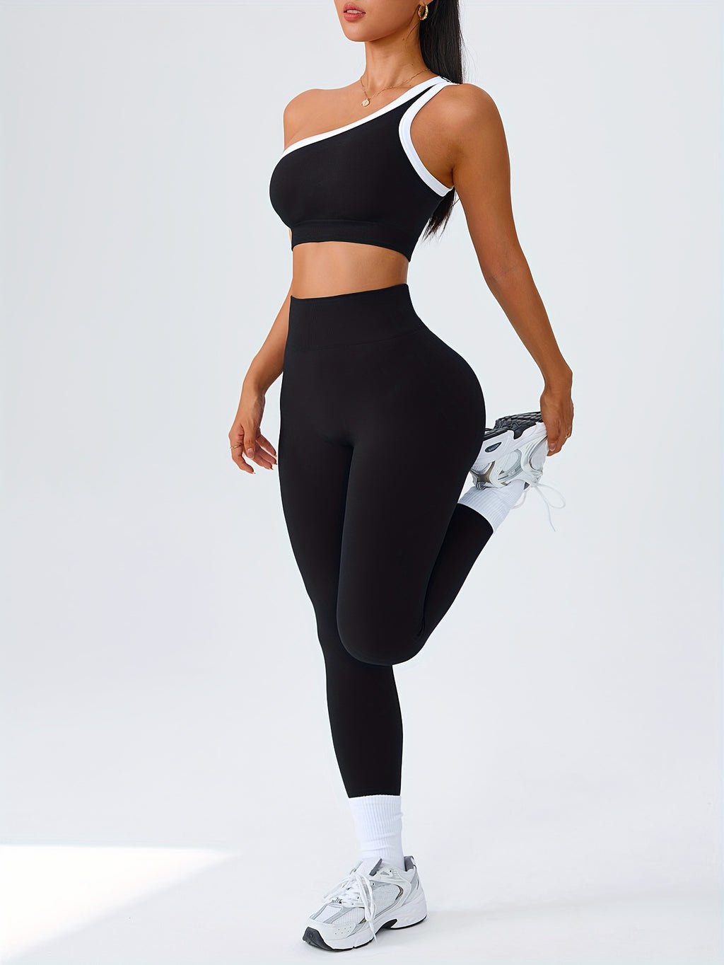 High-Waisted Butt-Lifting Leggings & Sports Bra Set for Women 2-Piece Stretchy Yoga Workout Outfit Solid Color Running Activewear with Camisole Top XS-XL