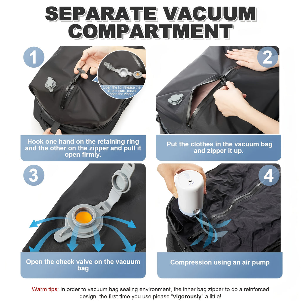 Vacuum Seal Compression Backpack with Air Pump – Expandable Large Capacity Travel Laptop Bag Space Saver Oxford Cloth Carry-On for Men Women Hiking Commuting Weekend Trip Peacock Blue Green Black