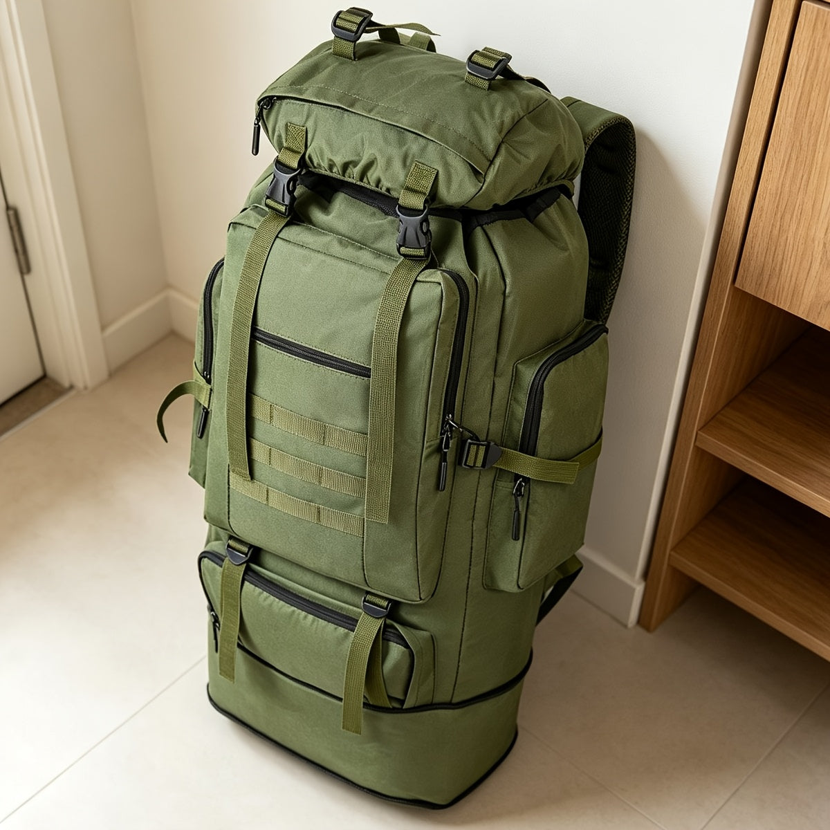 100L Tactical Camouflage Backpack – Large Capacity Hiking Rucksack with Multiple Compartments, Ergonomic Straps for Camping, Trekking, Hunting & Travel