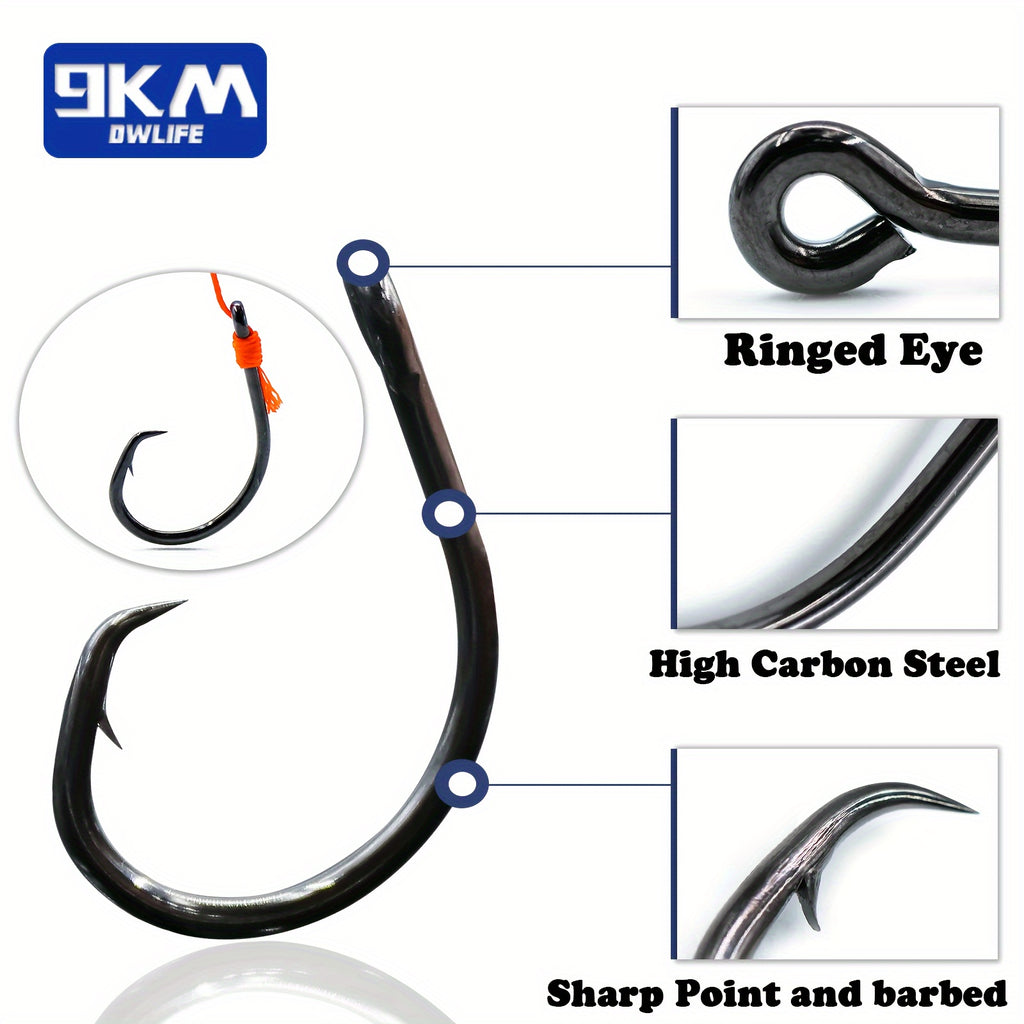Circle Hooks for Fishing 50 Pack – High Carbon Steel Wide Gap Non-Offset Bait Hooks for Catfish, Bass, Salmon, Trout, Saltwater & Freshwater, Sizes 1# to 6/0#, Catch & Release Friendly