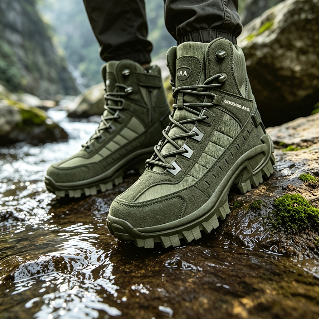 Men's High-Top Tactical Hiking Boots – Lightweight Slip-Resistant All-Season Boots for Outdoor Hiking, Hunting, Jungle & Adventure Travel, US 7-12, 3 Colors