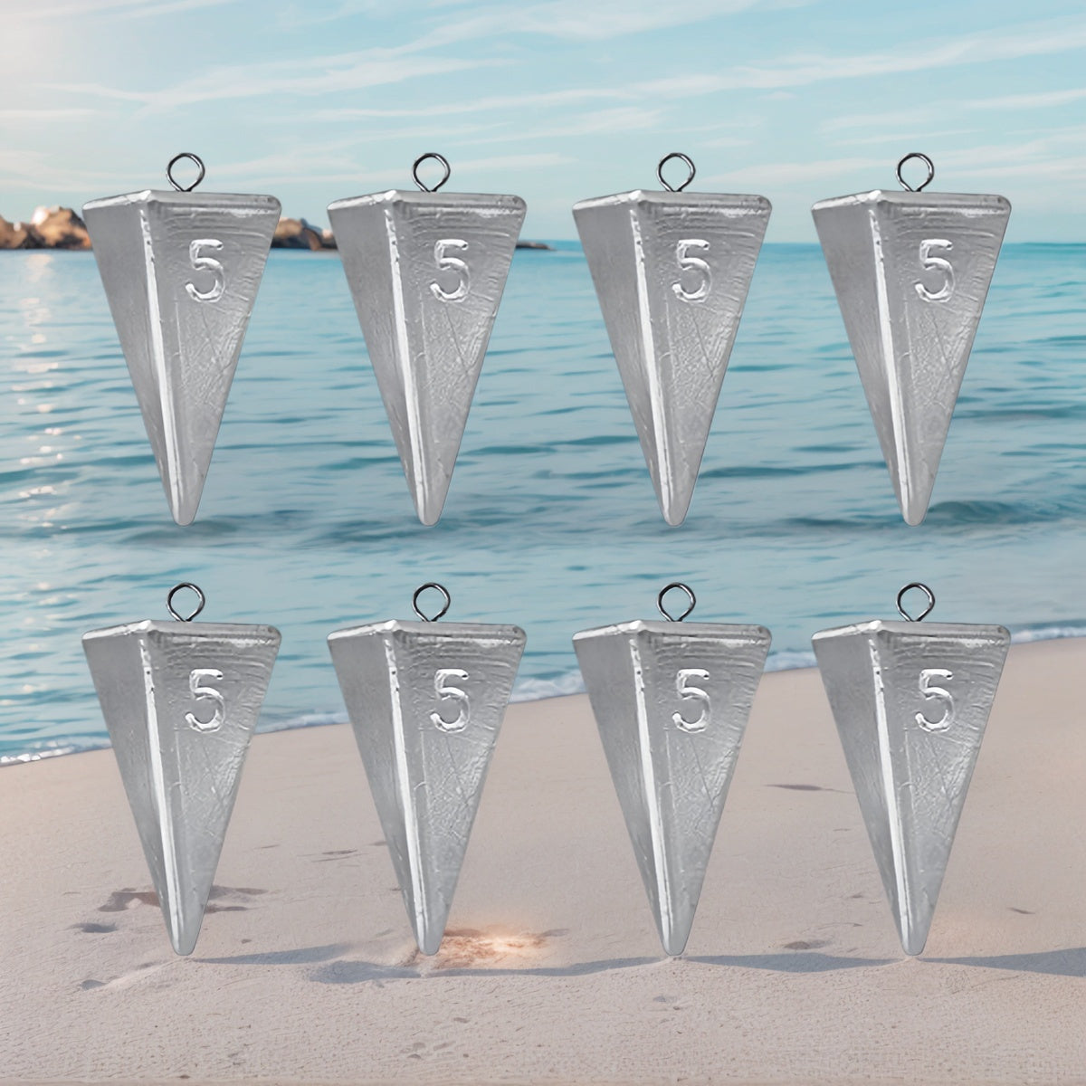 Pyramid Fishing Sinkers 1oz-10oz Multi-Pack Saltwater Freshwater Surf Bottom Fishing Weights for Bass Pompano Drum Croaker Sand-Perch Tackle Accessories