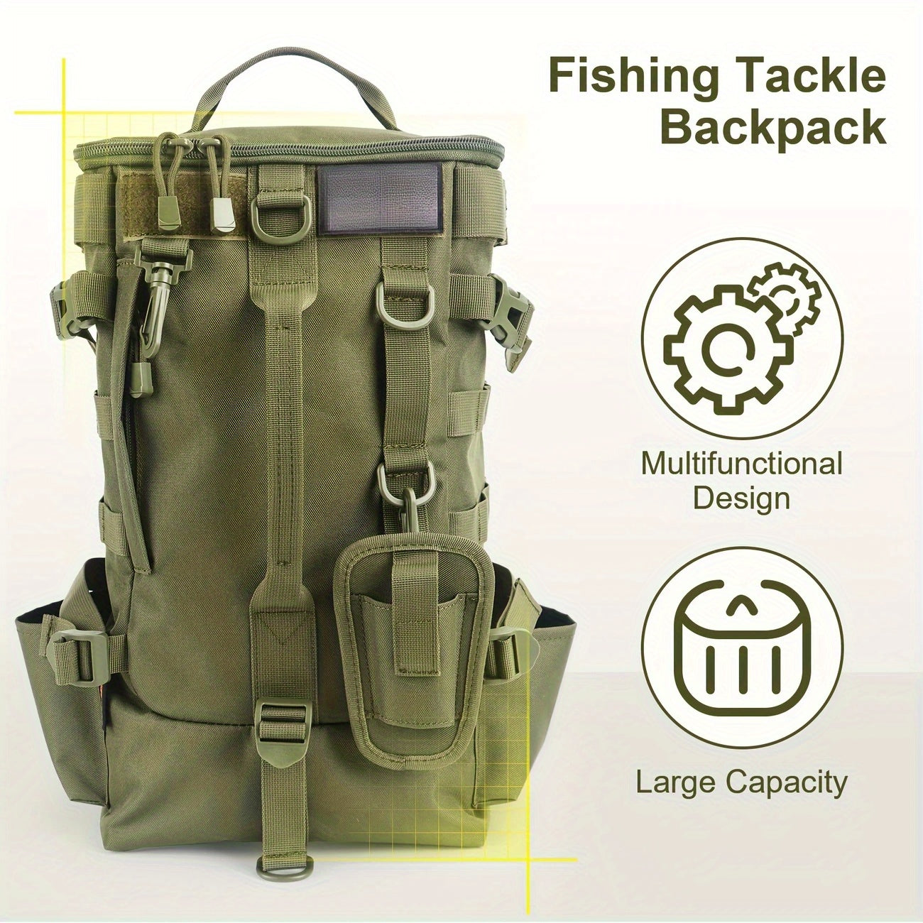 Lightweight Fishing Backpack & Scissors Pouch Set – Waterproof Nylon Angler Daypack for Fishing, Hiking & Outdoor Travel, Multiple Colors