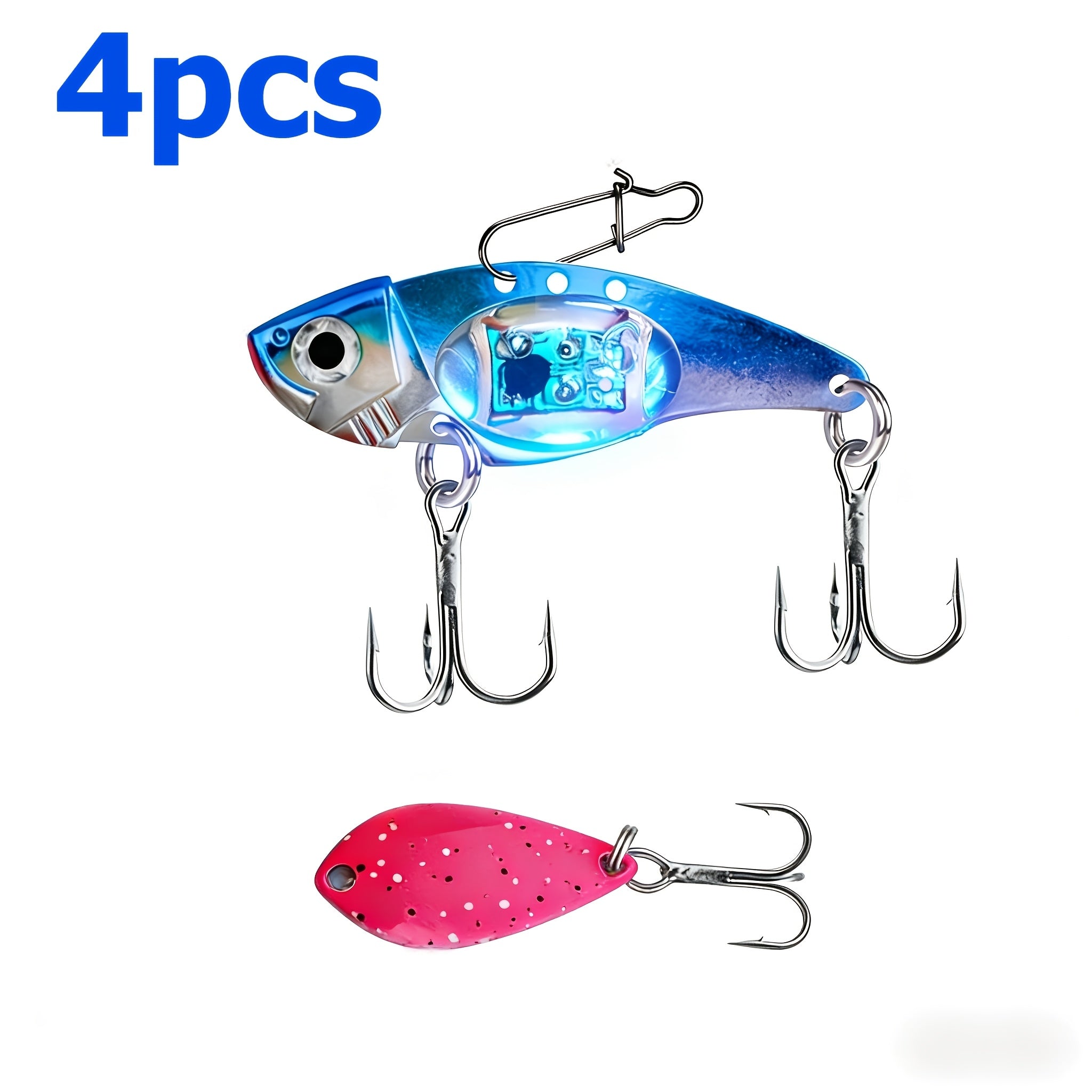 Electronic LED Fishing Lure with Sound & Vibration - Aluminum Alloy Fish-Shaped Bait Attracts Fish from 500M, Outdoor Fishing Gift for Enthusiasts (2/3/4pcs)