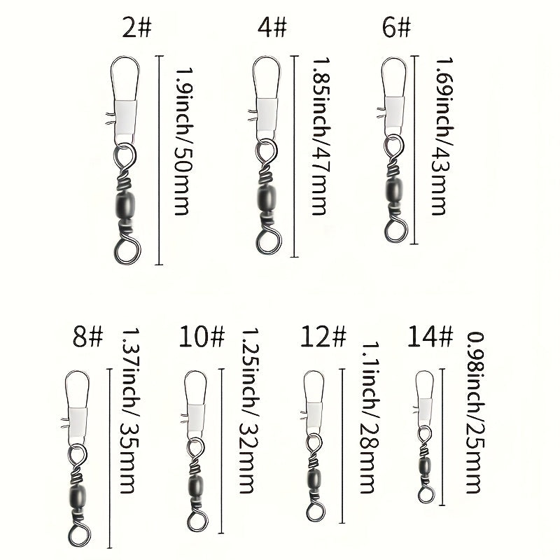 Fishing Quick Connectors 100pcs B-Type Snap Swivels Freshwater Saltwater Tackle Connectors Size 8# 10# Fast Clip Fishing Accessories