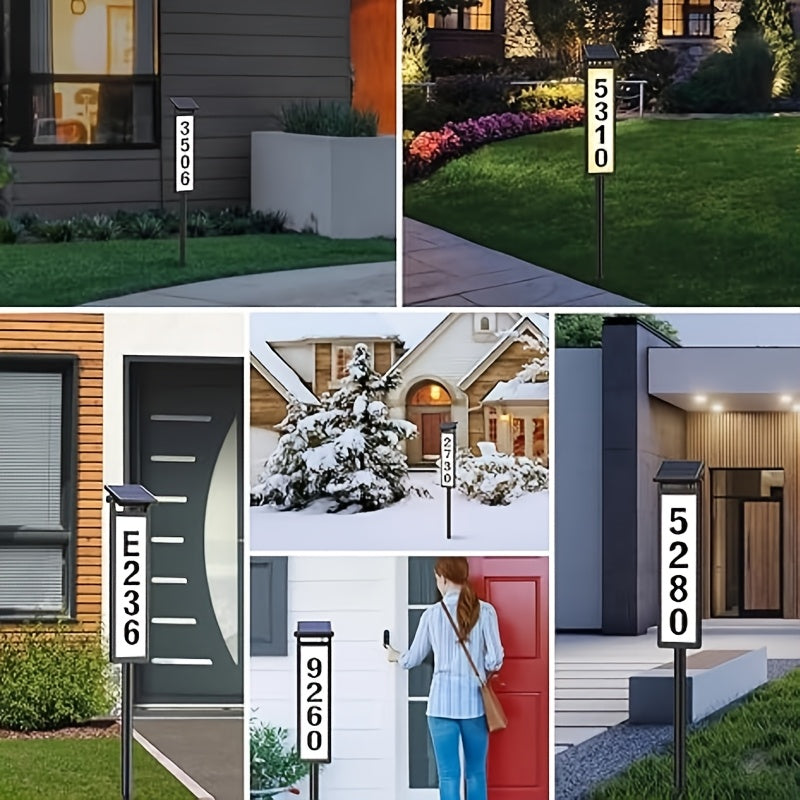 Solar House Number Light Outdoor - Ground Stake Lawn Lamp, No Wiring, Auto Night Lighting, IP44 Waterproof Address Plaque Light for Home, Mailbox, Driveway & Commercial - 1 Pack / 2 Pack