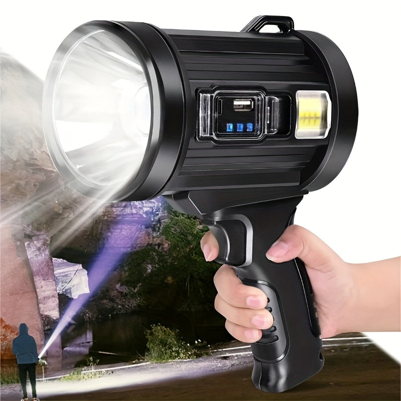 LED Rechargeable Flashlight – 6 Modes, 3 Color Filters, USB & Solar Charging, IPX4 Waterproof for Hunting, Camping, Boating & Hiking | Tactical Outdoor Torch