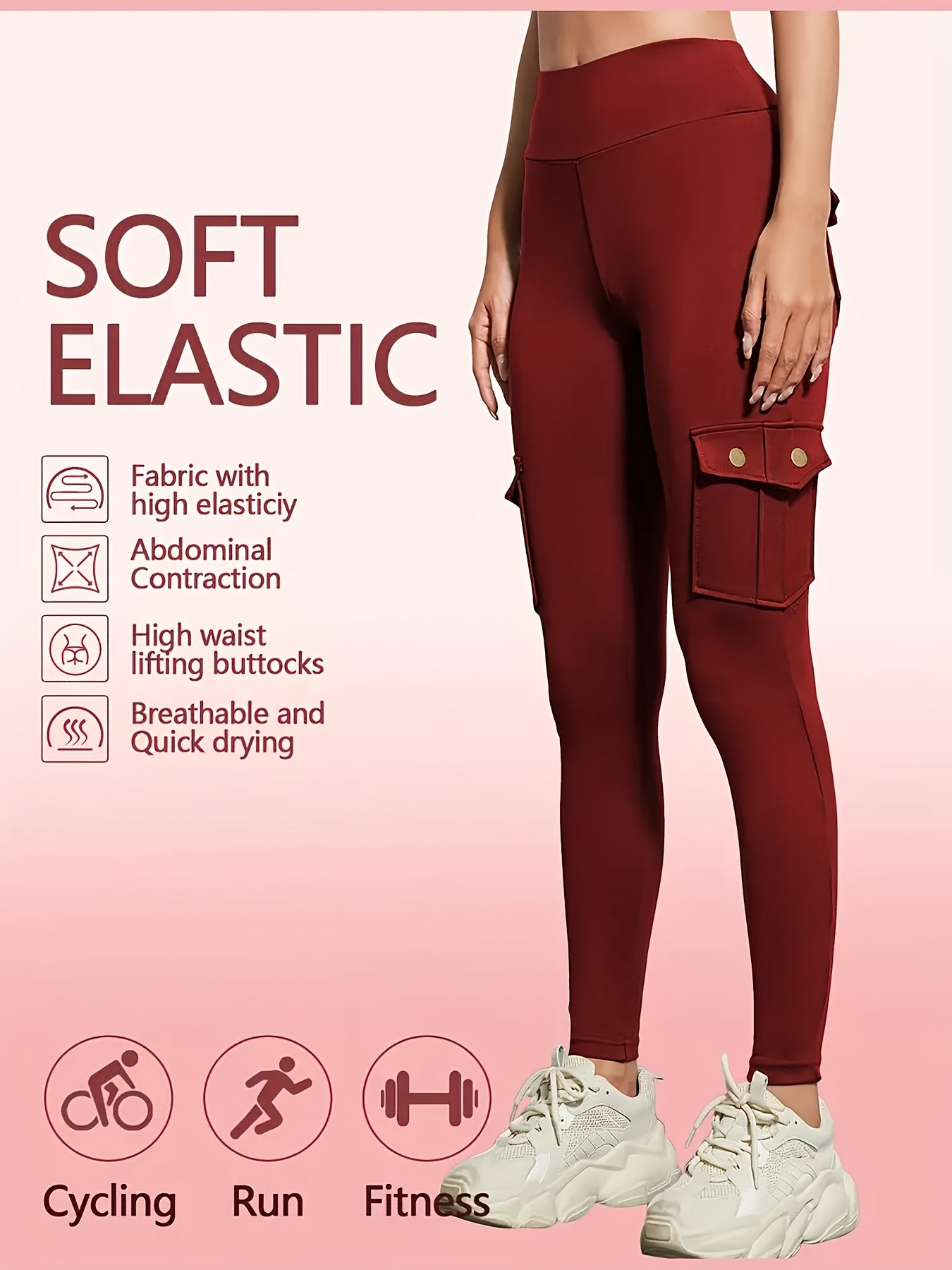 Women's Compression Leggings 3-Pack High Waisted with Flap Pockets Button Design All-Season Elastic Running Yoga Gym Sports Leggings Black Blue Gray Pink Red M-XXL