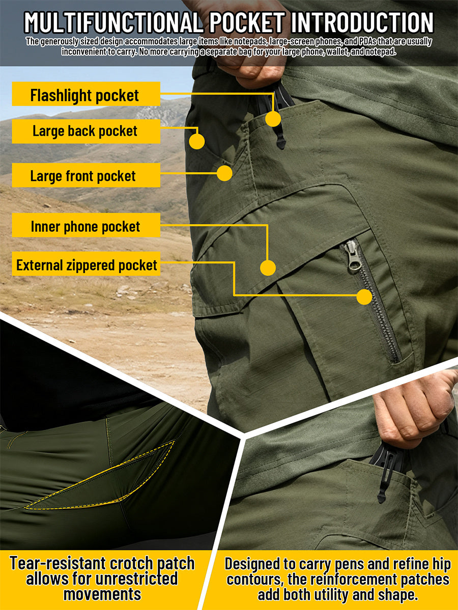 IX9 Men's Tactical Pants Quick Dry Breathable Tear-Resistant Multi-Pocket Slim Fit 3D Tailoring for Hiking Camping Climbing Fishing S-XXL