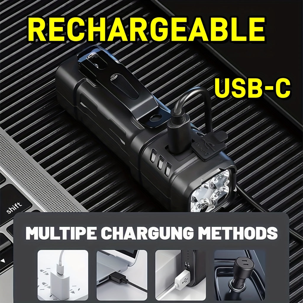 Mini LED Flashlight 3-Pack & 6-Pack Ultra Bright 2000 Lumens – USB-C Rechargeable Handheld Flashlight with COB Light, Back Clip, 4 Modes, 300M Beam for Camping Hiking Hunting Fishing Survival
