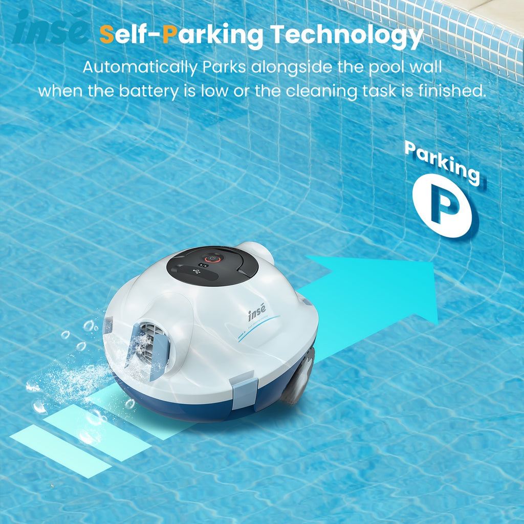 Cordless Robotic Pool Cleaner Automatic Vacuum 90 Min Runtime IPX8 Waterproof Self-Parking Lightweight, Robot Pool Cleaner for Flat Above Ground In-Ground Pool Up to 65 Ft 1100 Sq Ft