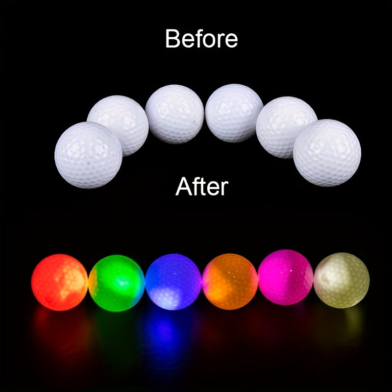 Glow in the Dark LED Golf Balls 6-Pack Night Golf - Light Up Impact-Activated Golf Balls 8-Min Glow 40hr Battery 6 Colors for Night Practice, Backyard Games, Nighttime Golf & Unique Golf Gifts