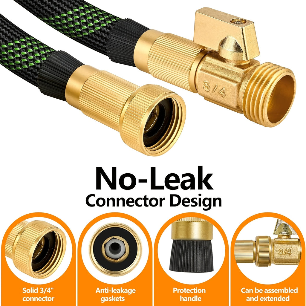 Garden Hose with 10-Function High Pressure Spray Nozzle - Lightweight Non-Expandable Water Hose for Lawn, Yard, Car Wash & Outdoor Cleaning, 10ft to 150ft with Kit Options