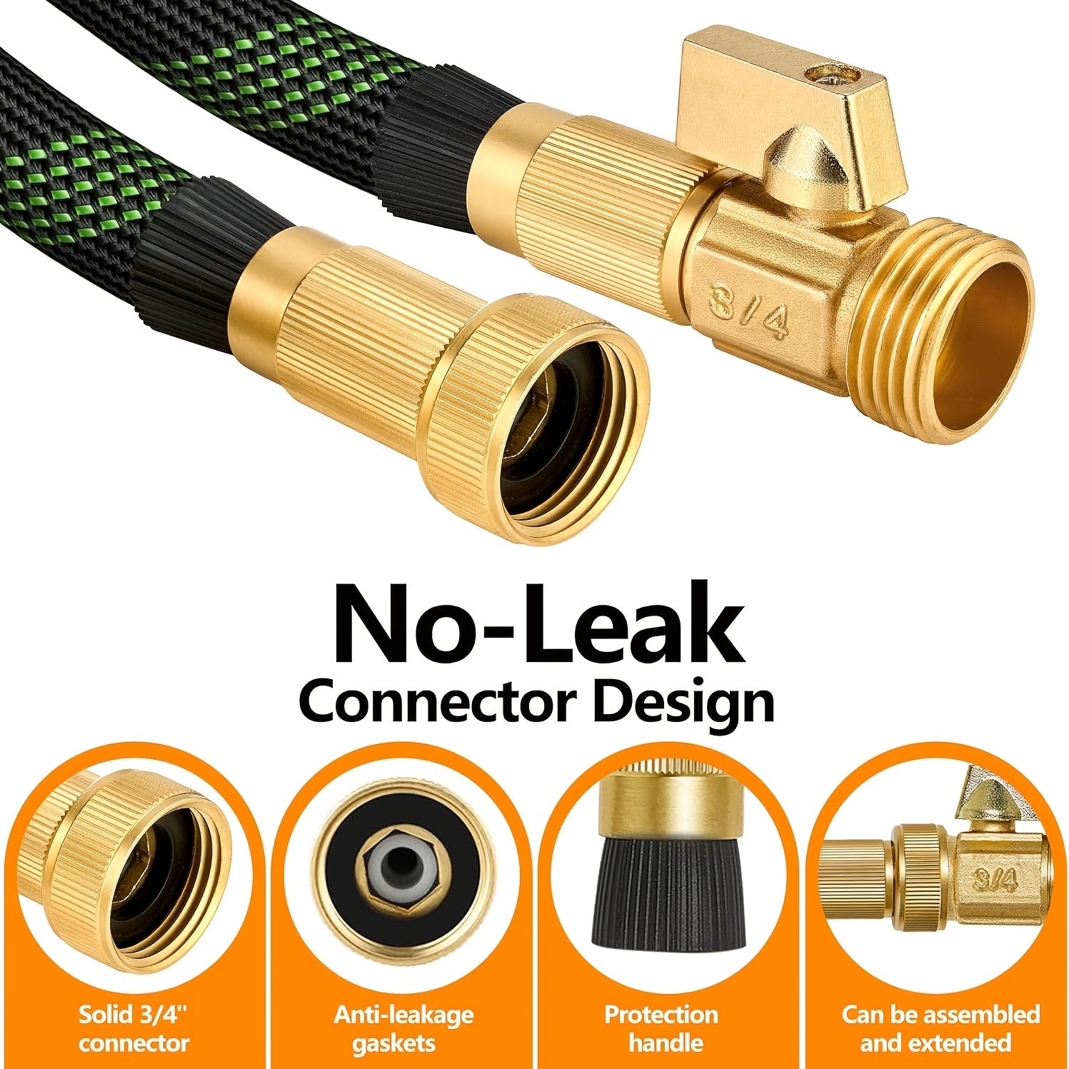 Garden Hose with 10-Function High Pressure Spray Nozzle - Lightweight Non-Expandable Water Hose for Lawn, Yard, Car Wash & Outdoor Cleaning, 10ft to 150ft with Kit Options