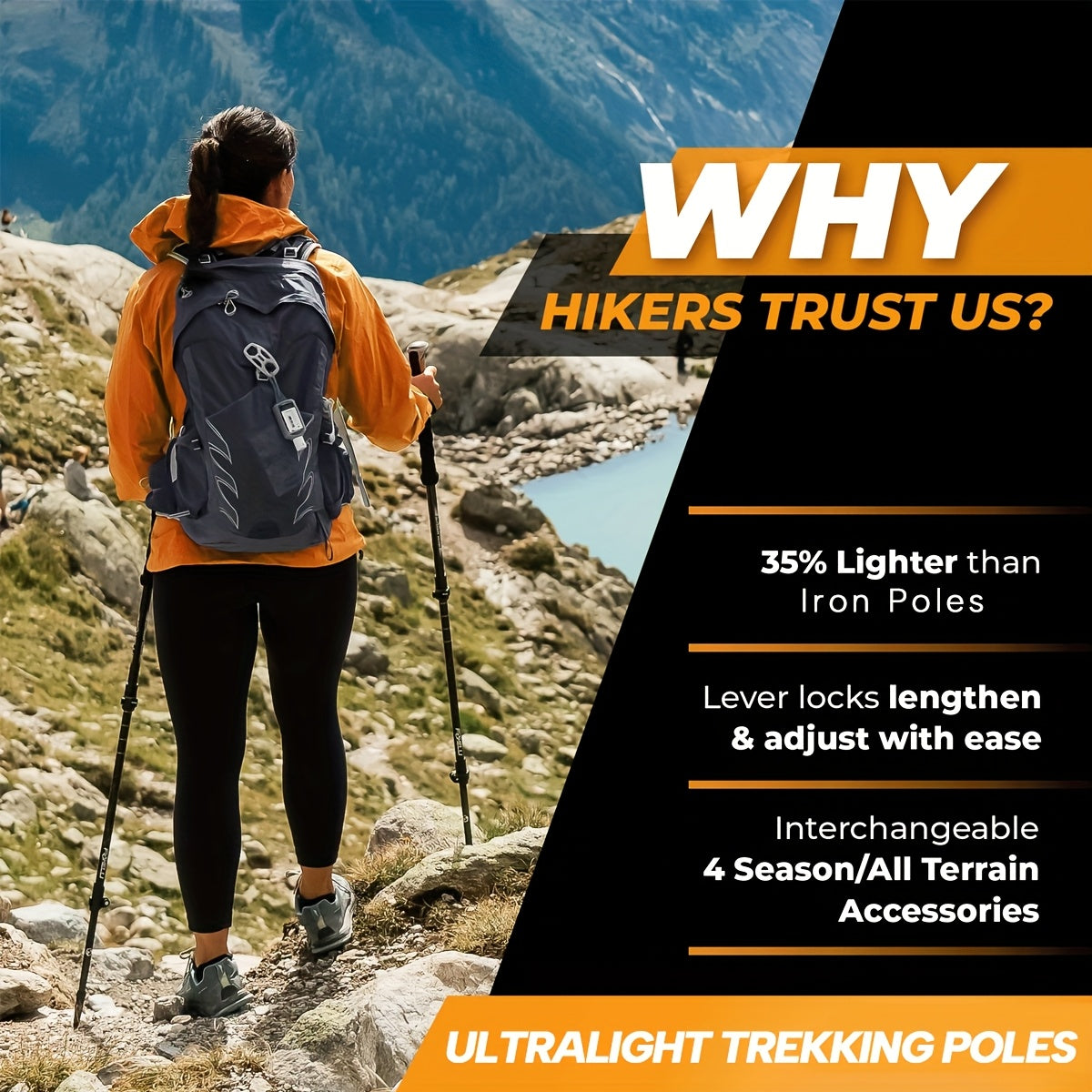 Trekking Poles 2 Pack Aluminum Alloy Collapsible Hiking Poles with Quick Lock Lightweight Walking Sticks for Men Women