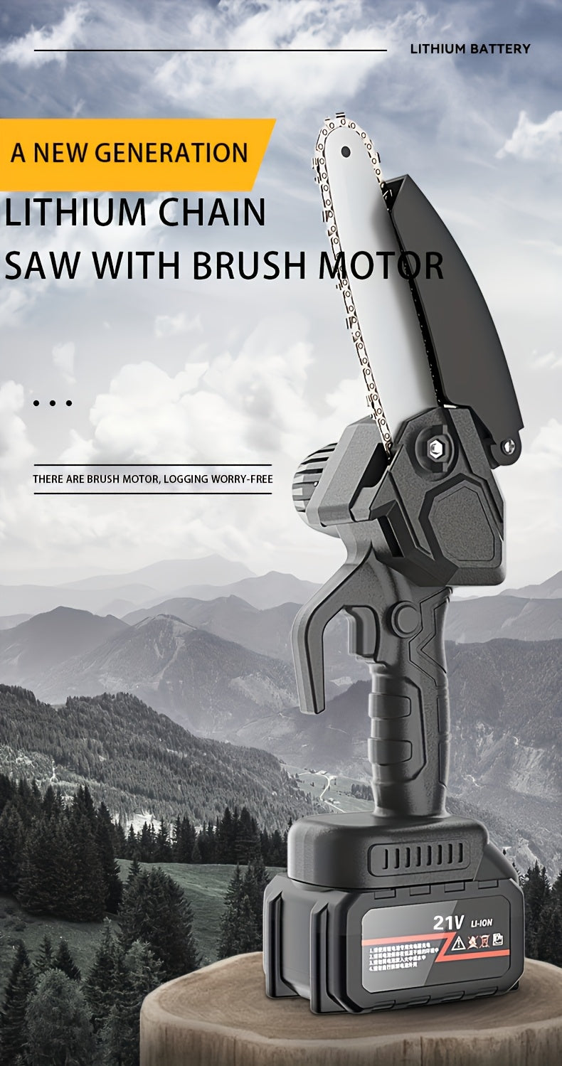 6-Inch Mini Chainsaw Cordless - Rechargeable Lithium Battery with Adjustable Chain, Safety Lock & Splash Guard, Multiple Bundle Options for Garden Branch Trimming, Tree Pruning & Gift