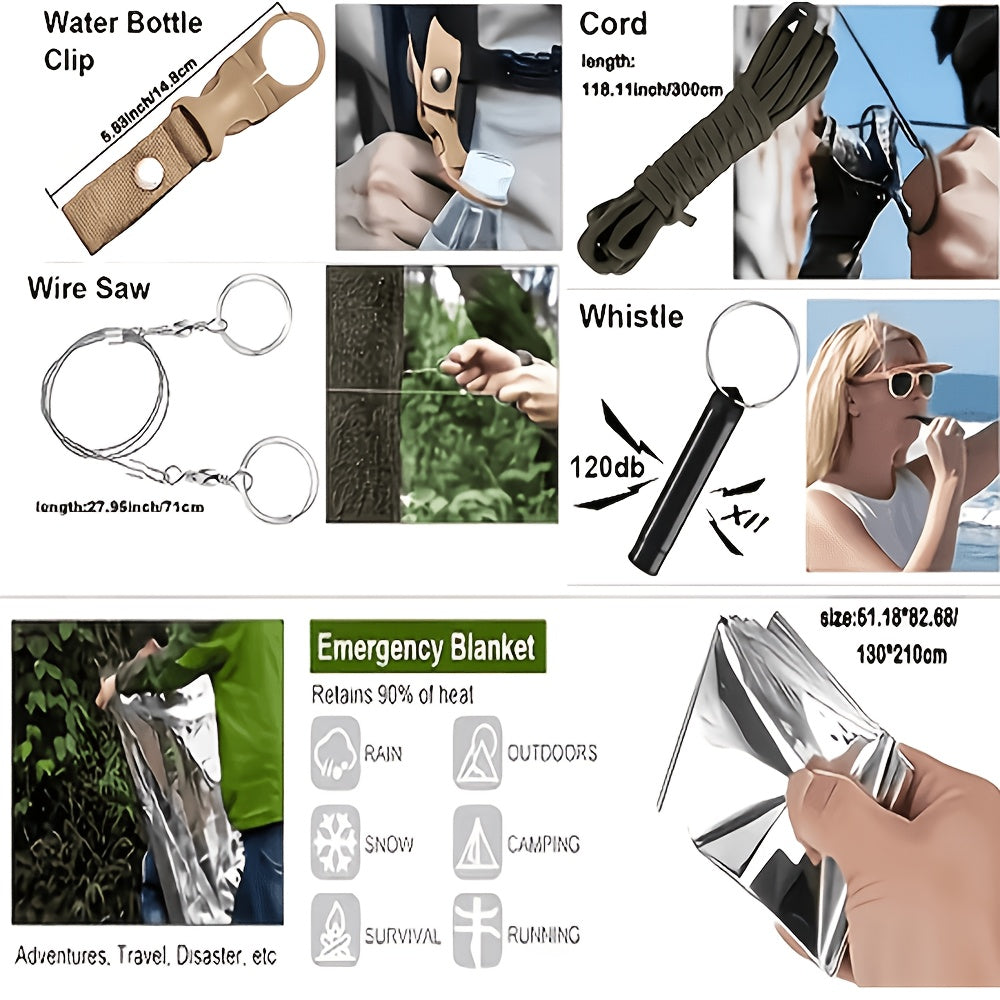242-Piece Survival Kit for Camping Hiking Outdoor Emergencies Complete First Aid Survival Gear Set with Flint Fire Starter for Travel Car Home Bug Out Bag Gift for Men Women