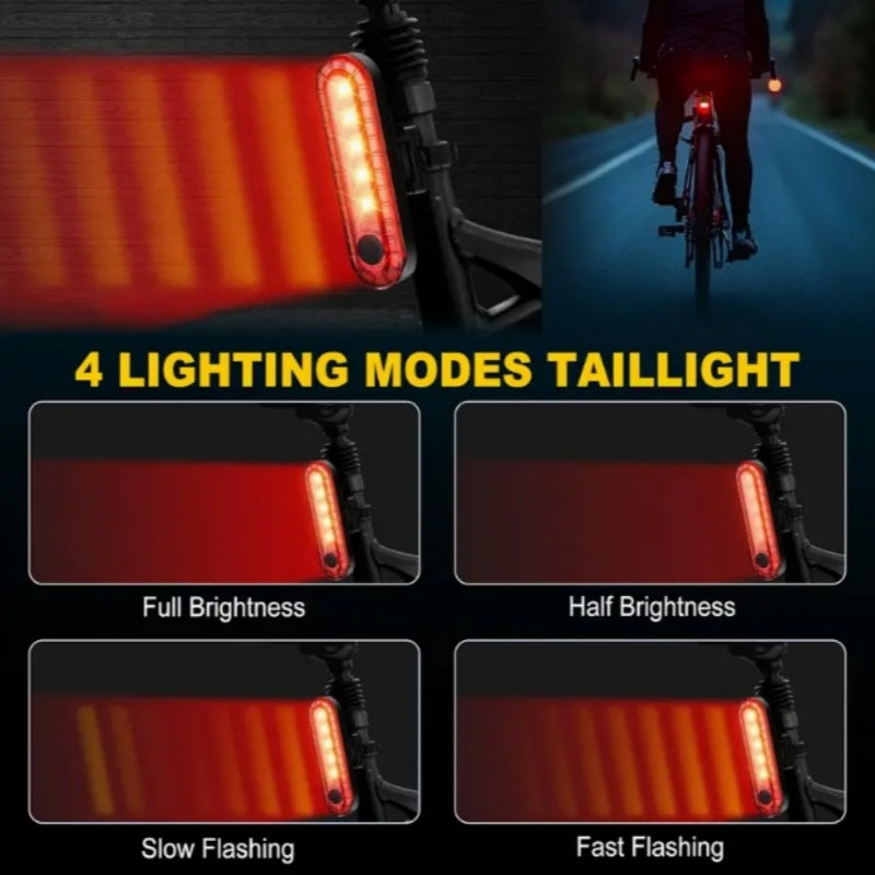 USB Rechargeable Bike Light Set Ultra-Bright Front and Rear – Type-C Fast Charge Aluminum Alloy Bicycle Lights 6 Front Modes 4 Rear Modes for Night Riding Commuting Camping Safety