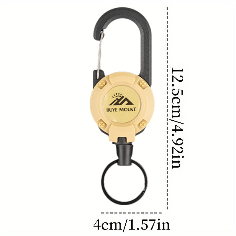Tactical Retractable Keychain Set with Compass Multi-Tool Badge Clip Heavy Duty Steel Wire Rope Lanyard for Camping Hiking Fishing EDC
