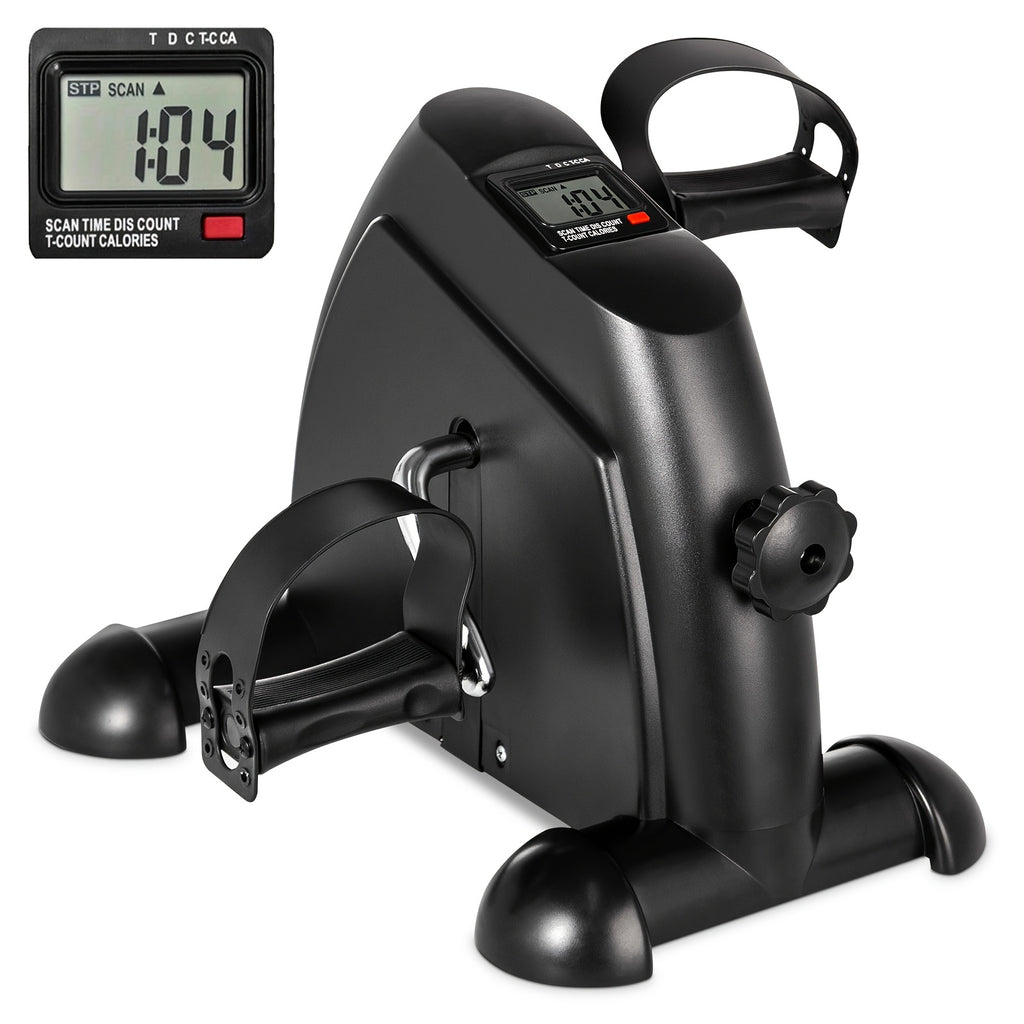 Under Desk Bike Pedal Exerciser with LCD Screen Portable Mini Exercise Bike Adjustable Resistance Arm Leg Workout for Home Office Travel Seniors Rehabilitation