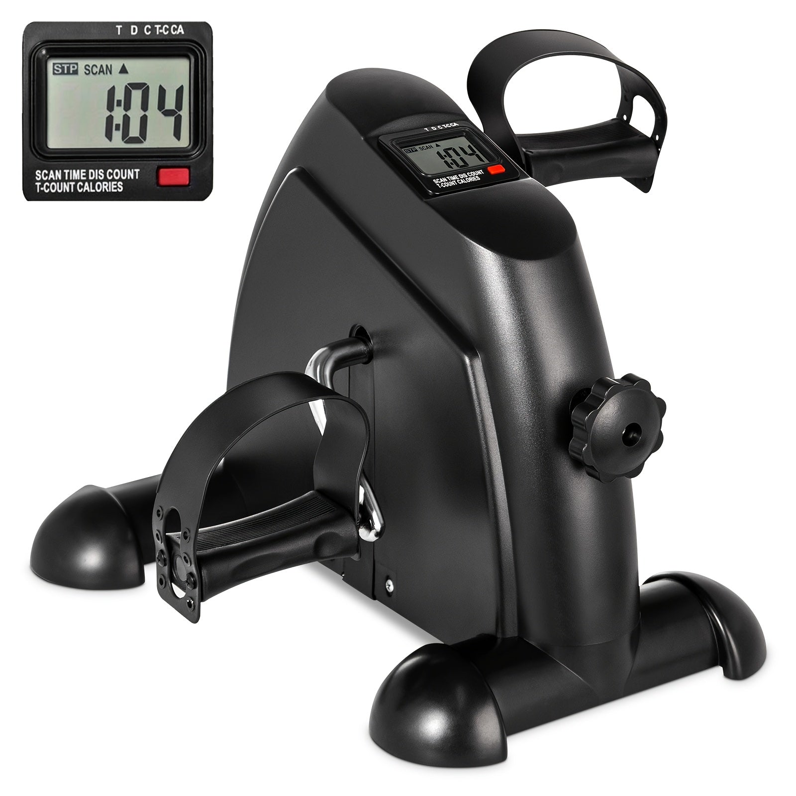 Under Desk Bike Pedal Exerciser with LCD Screen Portable Mini Exercise Bike Adjustable Resistance Arm Leg Workout for Home Office Travel Seniors Rehabilitation