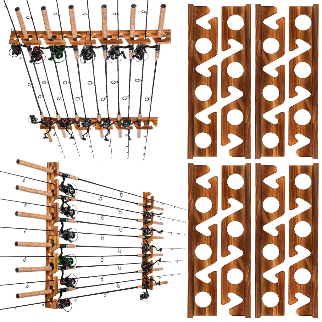 Fishing Rod Rack Wall or Ceiling Mounted Fishing Pole Holder Garage Storage Organizer Holds 6 to 24 Rods Space Saving Fishing Gear Organizer