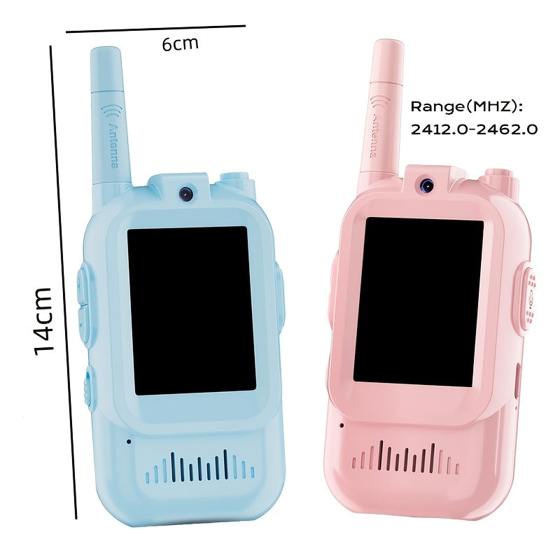 2-Pack Video Walkie-Talkie Set with HD Camera & Voice Changer – UHF Handheld Two-Way Radios for Outdoor Camping Travel, 200M Range, Birthday Valentine Christmas Gift