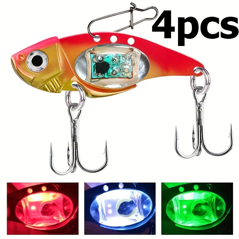 Electronic LED Fishing Lure with Sound & Vibration - Aluminum Alloy Fish-Shaped Bait Attracts Fish from 500M, Outdoor Fishing Gift for Enthusiasts (2/3/4pcs)