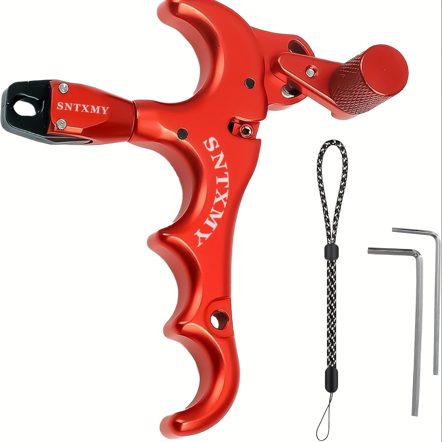 Compound Bow Release Aid Aluminum 360° Rotating Head Thumb Trigger – 3 & 4 Finger Archery Release for Compound Bows Hunting & Target Shooting Black Red Blue Silvery Grey