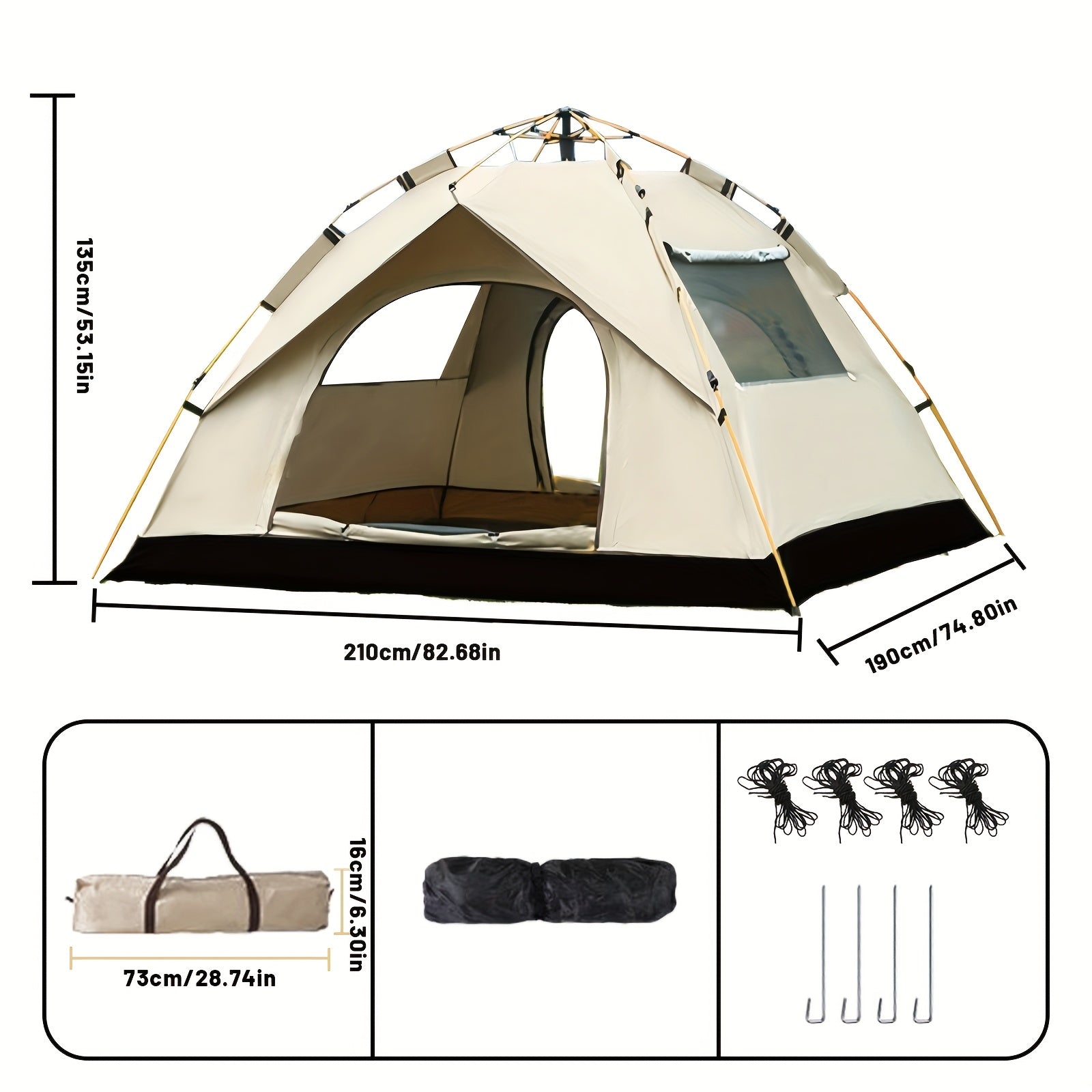 Pop Up Camping Tent Instant Setup 1-3 & 3-4 Person All Season Windproof Lightweight Tent Dual Doors Mesh Windows Hiking Backpacking Outdoor Gear