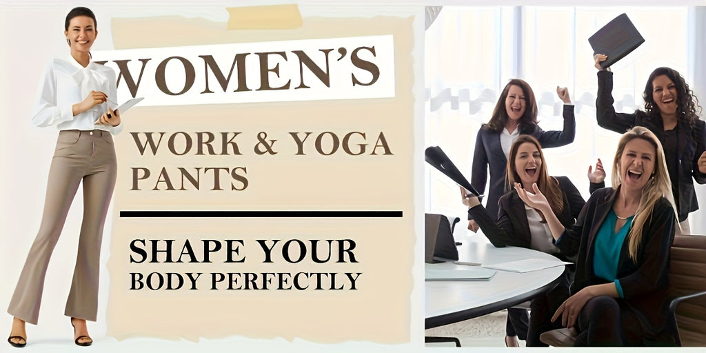 Women's Flare Leg Yoga Pants with 4 Pockets – High Waist Tummy Control Stretch Work Dress Slacks, Soft Nylon Spandex Fabric for Yoga Office Casual Daily Wear, S-XXL