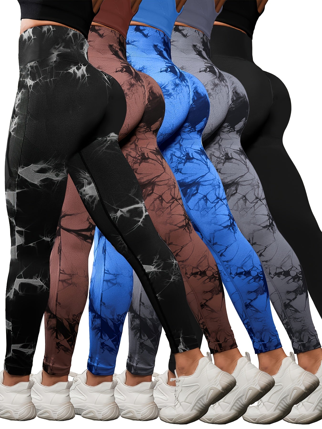 5 Pack High Waisted Leggings for Women Soft Tummy Control Athletic Pants for Running Yoga Workout Gym Stretch Comfortable Sizes S M L Multicolor