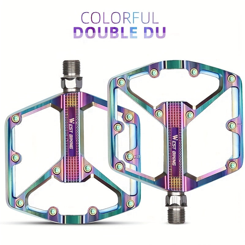 Aluminum Alloy Bicycle Pedals 1 Pair 3 Bearings Lightweight Durable Bike Pedals for Mountain Bikes Road Bikes Easy Install Hexagonal Sleeve Cycling Accessories