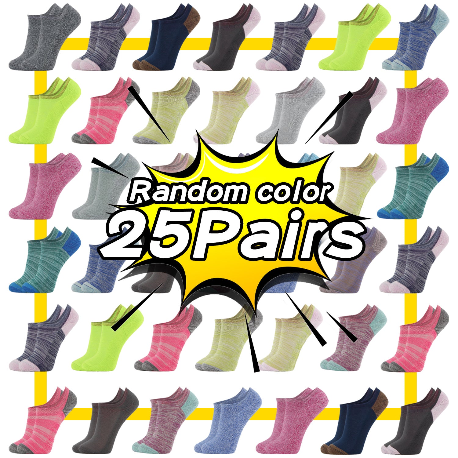 Assorted Colorful Ankle Socks Bulk Pack – 25 or 60 Pairs Unisex Fun Socks for Men & Women, Moisture-Wicking Daily Wear, Gift Idea for Birthdays & Holidays