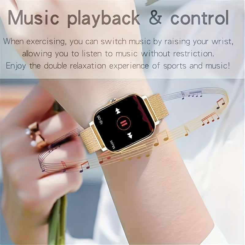 Smartwatch Full Touch Screen Wireless Calling Multi-Sport Modes Music Control Magnetic Charging Compatible with iPhone Android Men Women Fashion Sports Watch