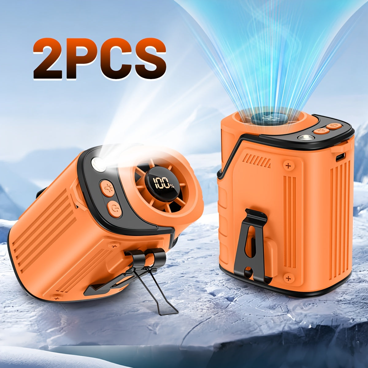 Wearable Fan 4-in-1 Waist & Neck Mounted with Flashlight & USB Charger 3600mAh Rechargeable – Hands-Free Portable Fan for Outdoor Camping Hiking Work