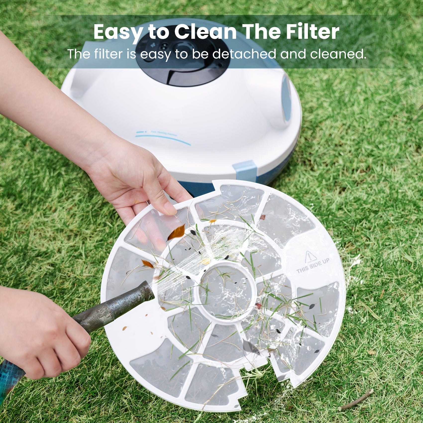 Cordless Robotic Pool Cleaner Automatic Vacuum 90 Min Runtime IPX8 Waterproof Self-Parking Lightweight, Robot Pool Cleaner for Flat Above Ground In-Ground Pool Up to 65 Ft 1100 Sq Ft
