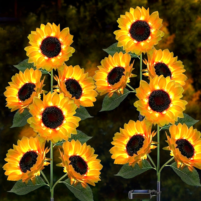 Solar Sunflower Garden Lights 2 Pack Outdoor LED Stake Lights IP65 Waterproof Auto On/Off – Decorative Solar Powered Flower Lights for Yard, Lawn, Pathway & Garden