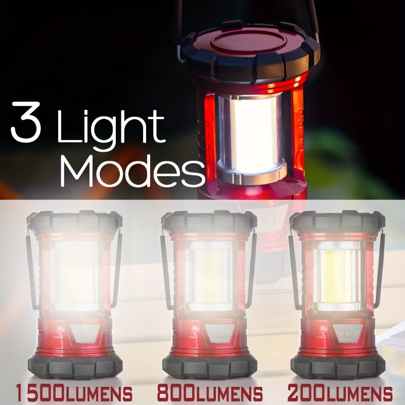 Rechargeable Camping Lantern 2-Pack – 1500LM LED Camp Light with Phone Charger 3 Light Modes Portable Hurricane Lantern for Emergency Outdoor Power Outage