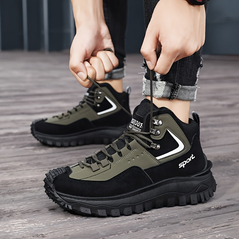 Men's Walking Shoes Color Block Anti-Slip Wear-Resistant PU Upper - Lightweight Casual Street Sport Sneakers for Outdoor Travel, Sizes US 7-12.5