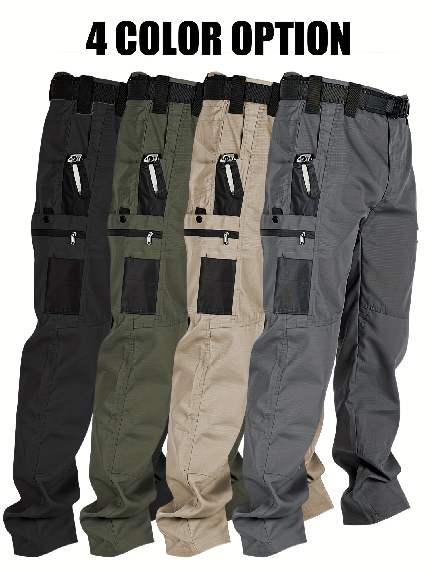 2-Pack Men's Utility Cargo Pants – Lightweight Tactical Workwear with Stretch Ripstop Fabric, Multi-Pocket Design, Sizes S-XXXL, 6 Color Combinations